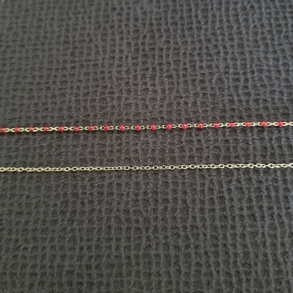 MESH Red❤️ "Splash"🌊 and Gold Heart💛 Double✌️ Necklace - Picture 12 of 16